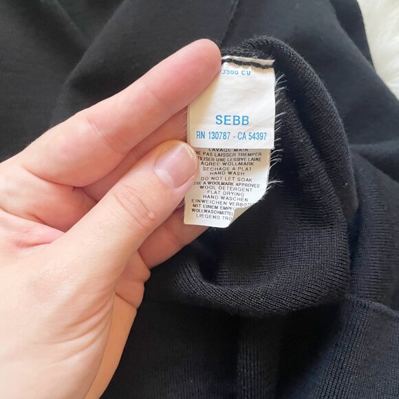 VTG Saint James Black Wool Knit Gold Button Shoulder Long Sleeve Mini Dress - Picture 9 of 10